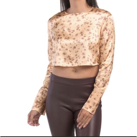 Zara satin cropped floral print blouse - Picture 1 of 4
